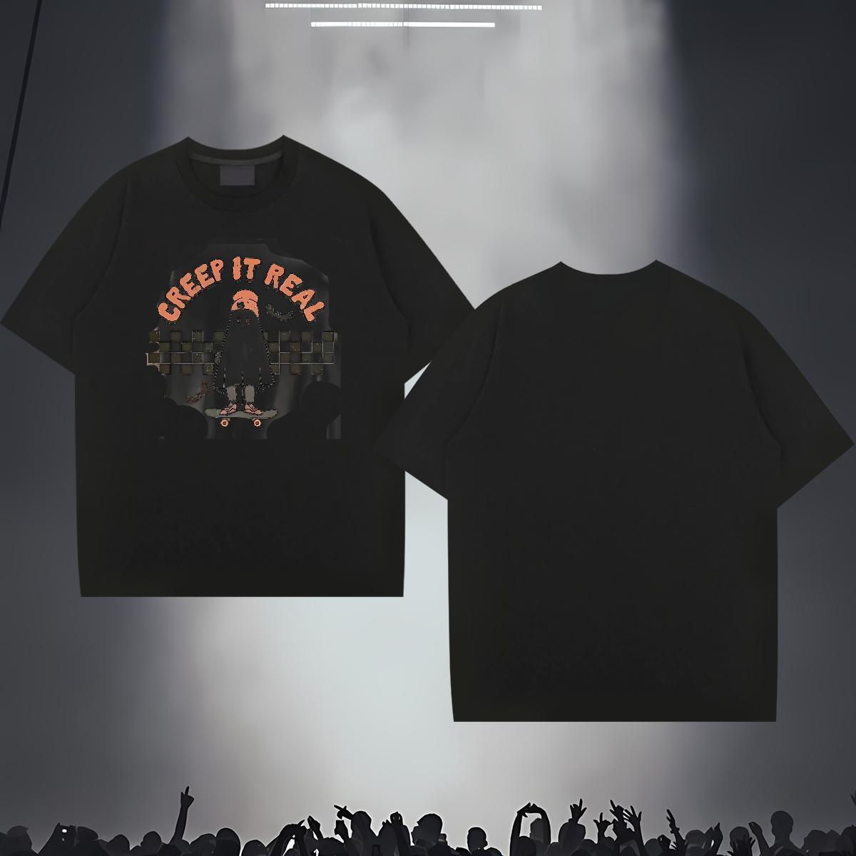 Men T Shirts 100% Cotton 230g monster Spring Summer Breathable Crew Neck Skull Couples T Shirts DIY Customized Free Shipping Tee Shirt