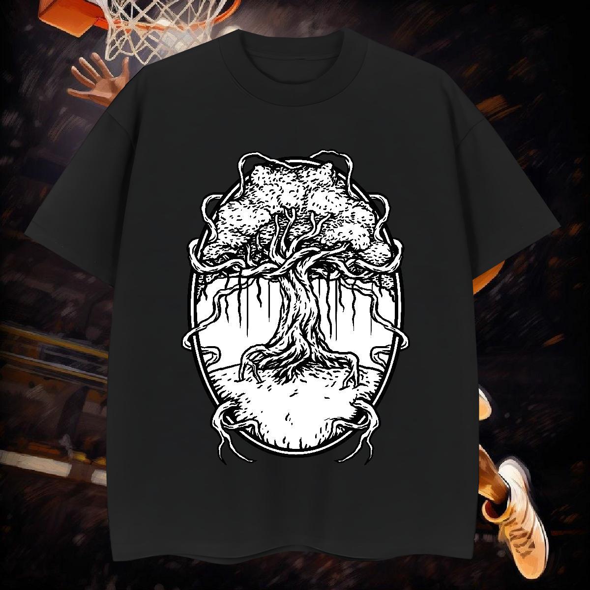 Men T Shirts 230g 100% Cotton tree Street Casual Breathable Short Sleeve Custom Big Size Mens Tshirts Brand TOP Quality Top Tees