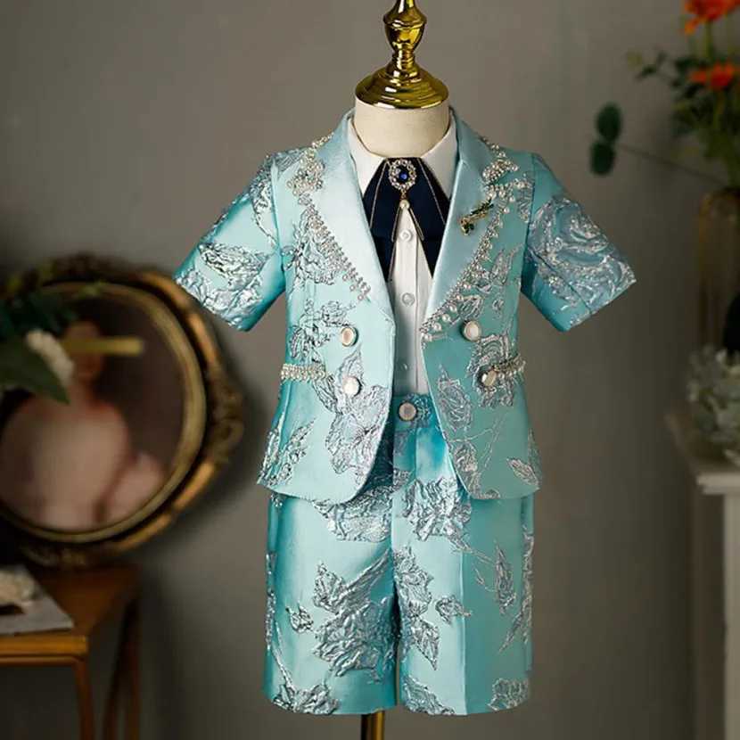 Suits 5PCS Childrens Suit New Fashion Stage Boys Piano Performance Clothes Wedding Birthday Baptism Party Prom Dress For Eid A2175