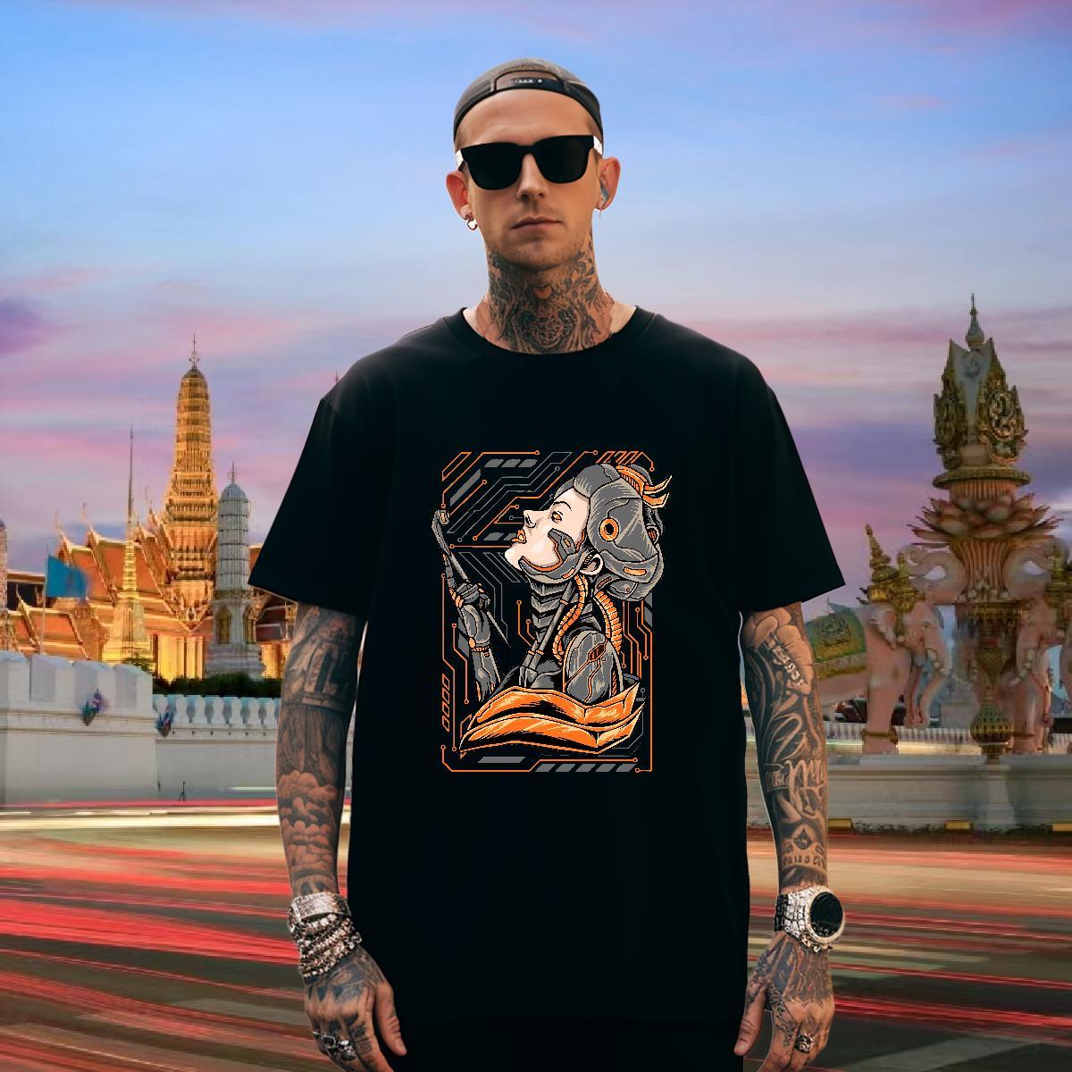 T shirt 230g Pure Cotton Terror Spring Summer Crew Neck Breathable Custom Anime Men Tees Fashion TOP Quality Wear