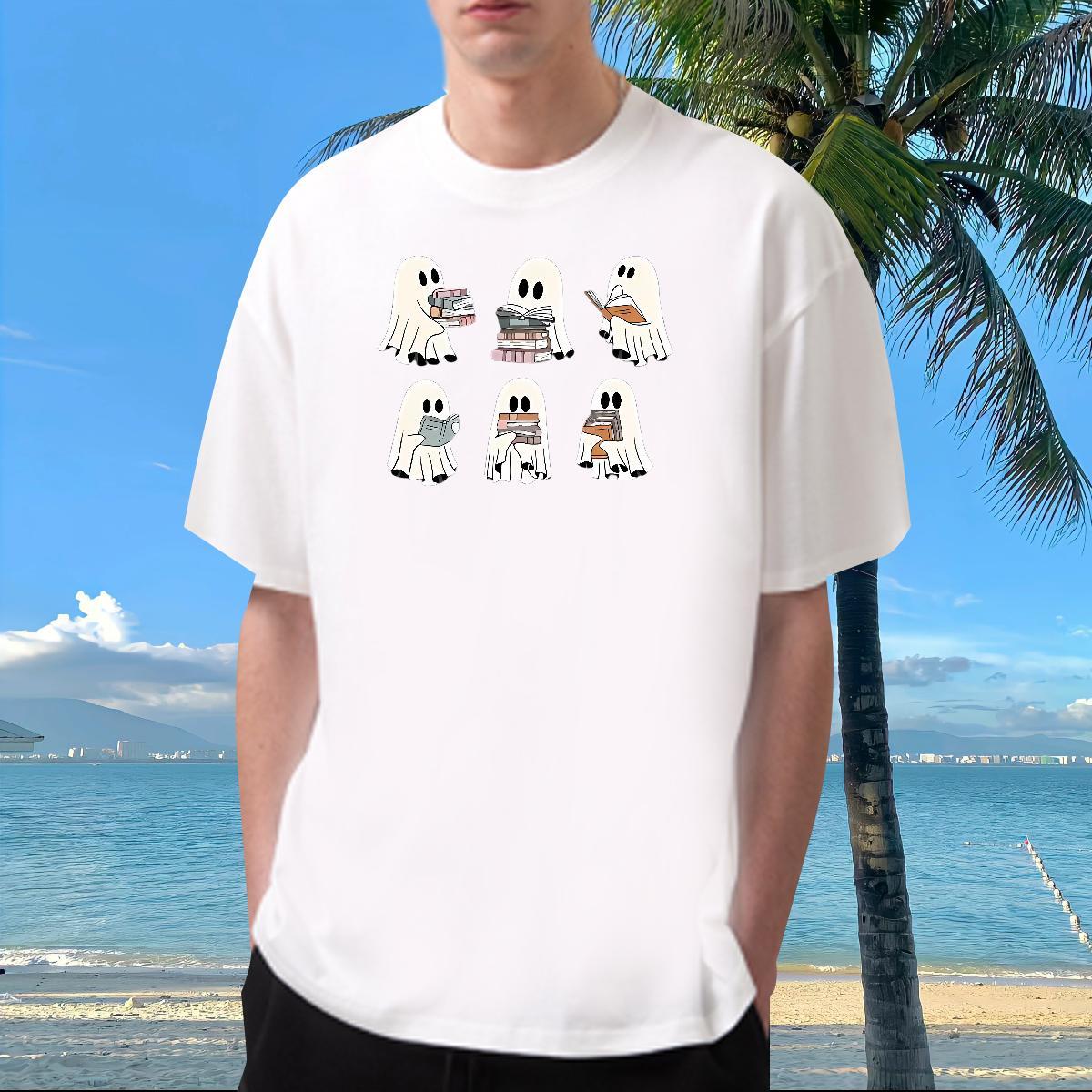 New T-Shirts for Men 230g Pure Cotton halloween Street Wear Tops Tees O-Neck Short Sleeve Brand Men Tops Tees DIY Anime