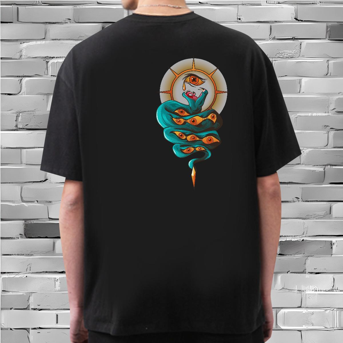 2024 Summer T-Shirts for Men 230g Pure Cotton snake Beach Tops Shirt Short Sleeve Soft Loose Men Clothes T-Shirt Cartoon Printing L-4XL