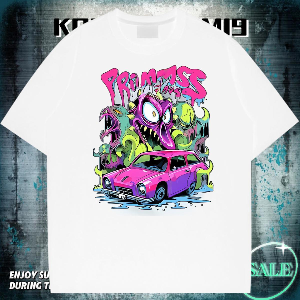 Brand Men Tops Tees 230g Pure Cotton Hip Hop Street car Custom Big Size O Neck Short Sleeves 2024 Designer Mens T Shirts Tops Shirt