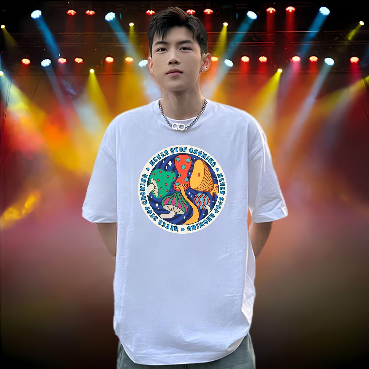 Classic Men T Shirts 100% Cotton 230g mushroom Street Polos Breathable High Quality Men Clothes T-Shirt Asian Size