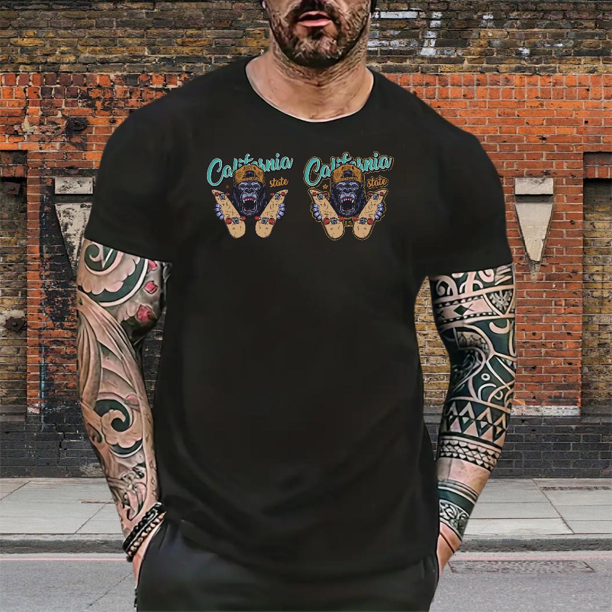 New T Shirts Men 100% Cotton 230g chimpanzee Street Clothes Pure Cotton Soft Couples T Shirts Custom Cartoon