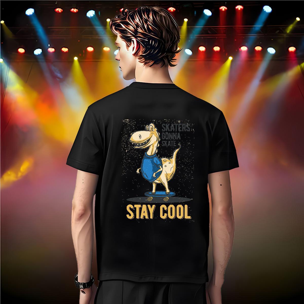 Casual New T Shirts Men 100% Cotton 230g dinosaur Street Wear Tee Shirt Breathable Crew Neck Free Shipping Men Tops Tees Oversized 3XL 4XL