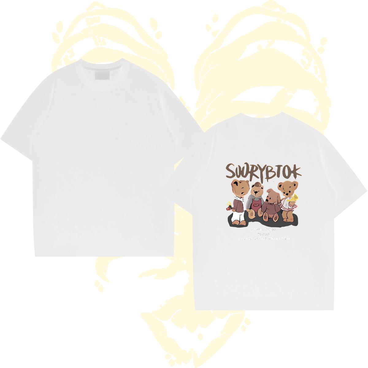 Wholesale Tshirts 230g 100% Cotton bear Men T Shirts Summer Casual Breathable Crew Neck Custom Printed New Tees Shirts