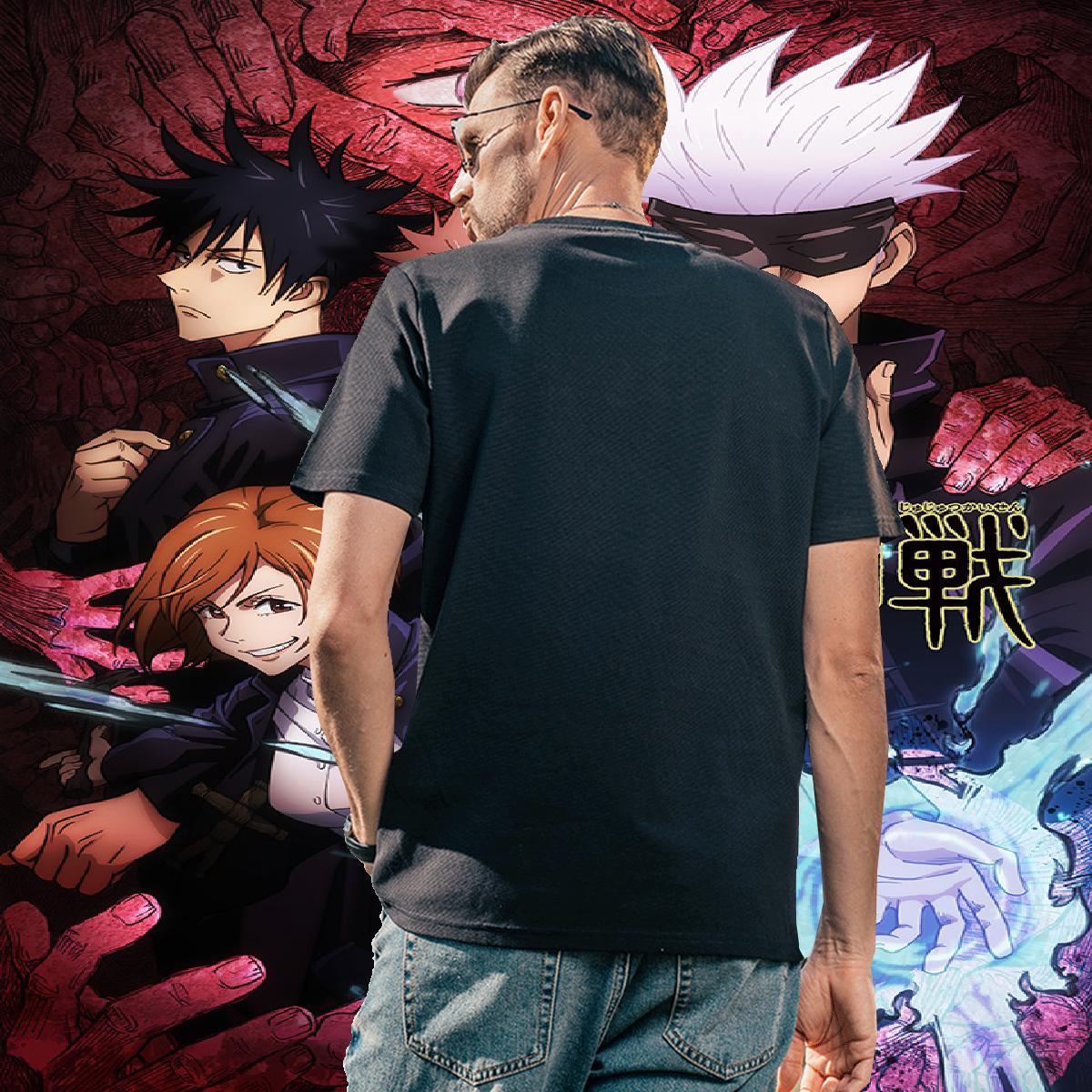 Loose T Shirts Men halloween Pure Cotton Anime Printing Street Oversized 3XL 4XL 230g Pure Cotton Mens Tshirts 2024 Polos