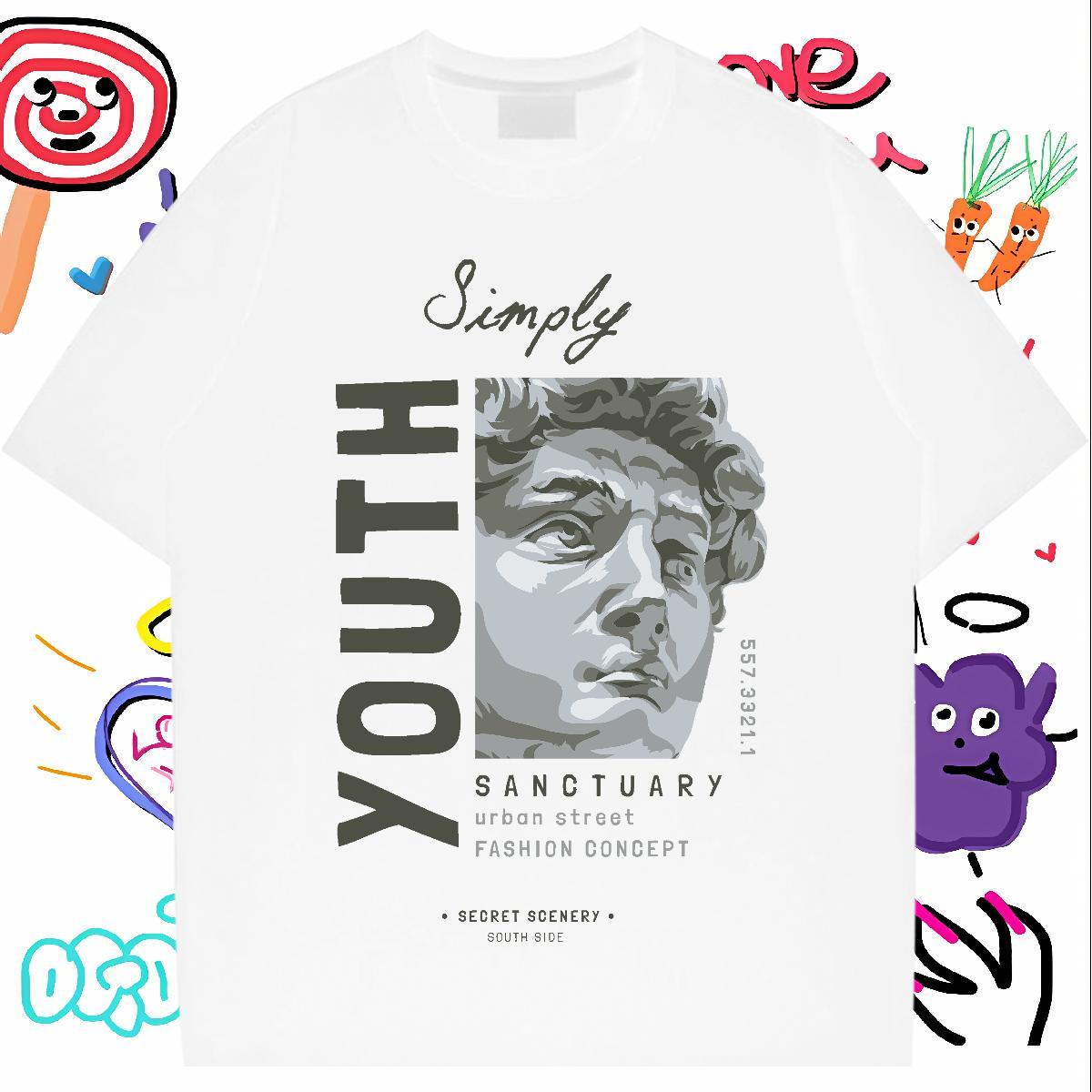 Men T Shirts 230g Cotton Statue of David Street Breathable Short Sleeve Customized Print Couples T Shirts 2024 DIY Wholesale Tshirts