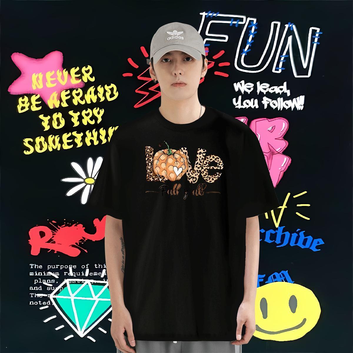 Man T Shirts 230g Pure Cotton halloween High Street Hip Hop Breathable Crew Neck Graphic Men Clothes T-Shirt Classic Cool Tops Shirt