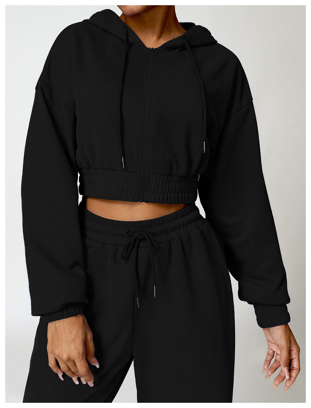 Women's outerwear, warm and casual, loose long sleeved zipper sweatshirt, hooded fitness sweatshirt