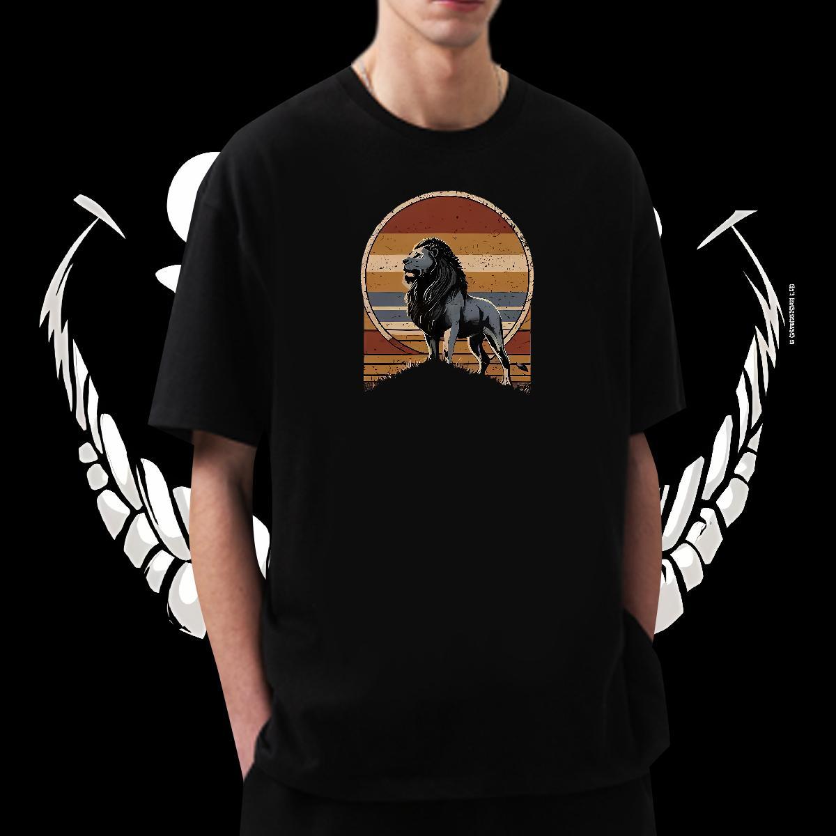 2024 DIY T shirt 230g Pure Cotton lion Summer Casual Polos Round Neck Short Sleeve Popular Tshirt for Man Woman Custom Print Plus Size