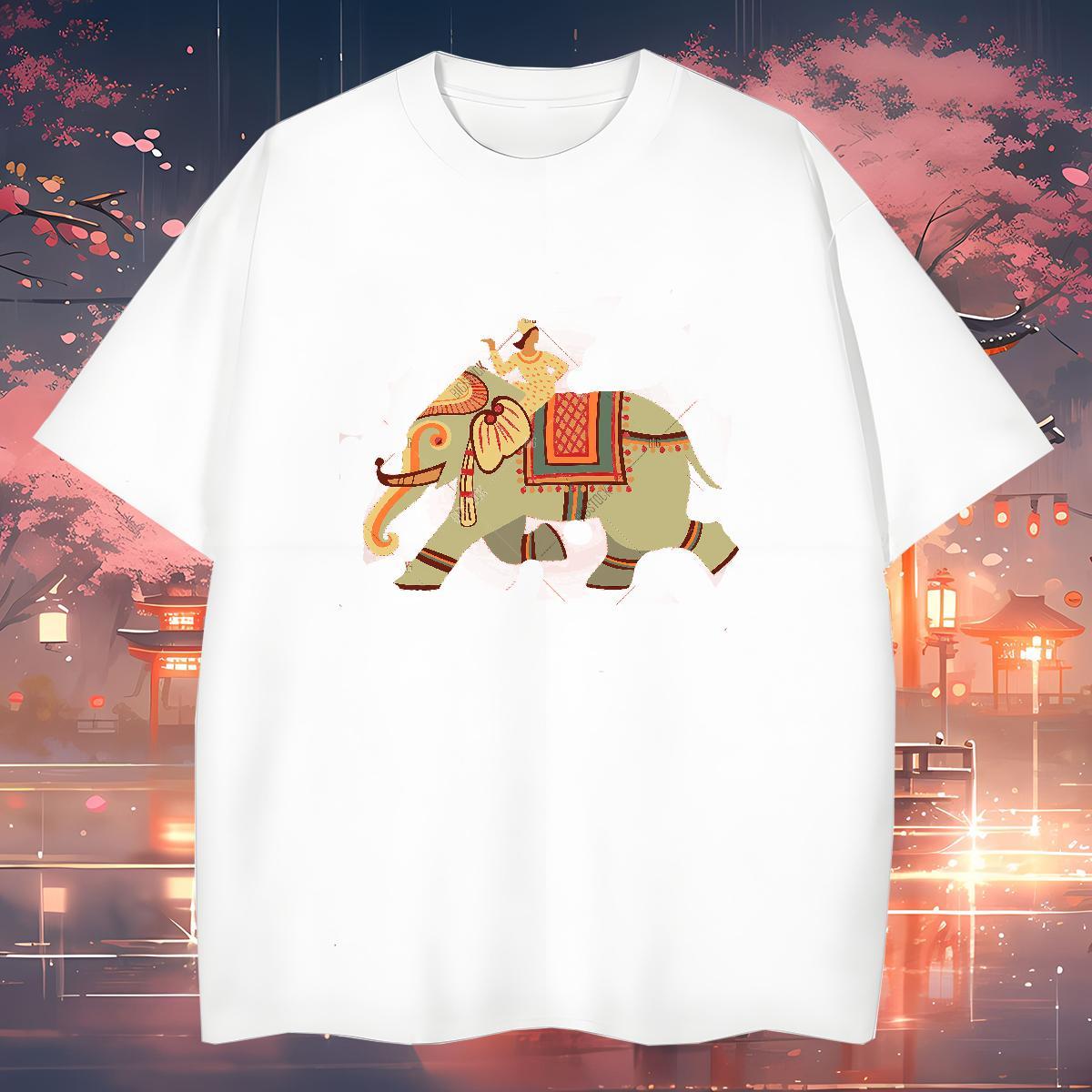 Men T Shirts 100% Cotton 230g elephant Hip Hop Street Short Sleeve Soft Oversized Men Tops Tees Classic Casual Loose Polos