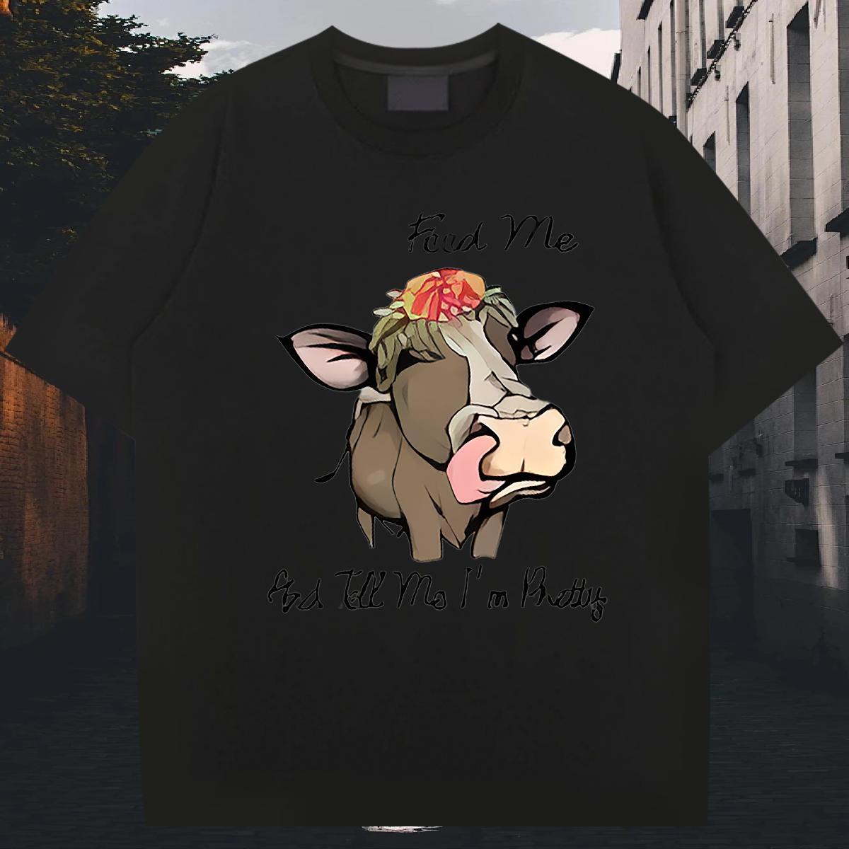Popular Men Tees 230g 100% Cotton Anime Printing Street cow DIY Breathable Soft Designer T-Shirts for Men Top Tees