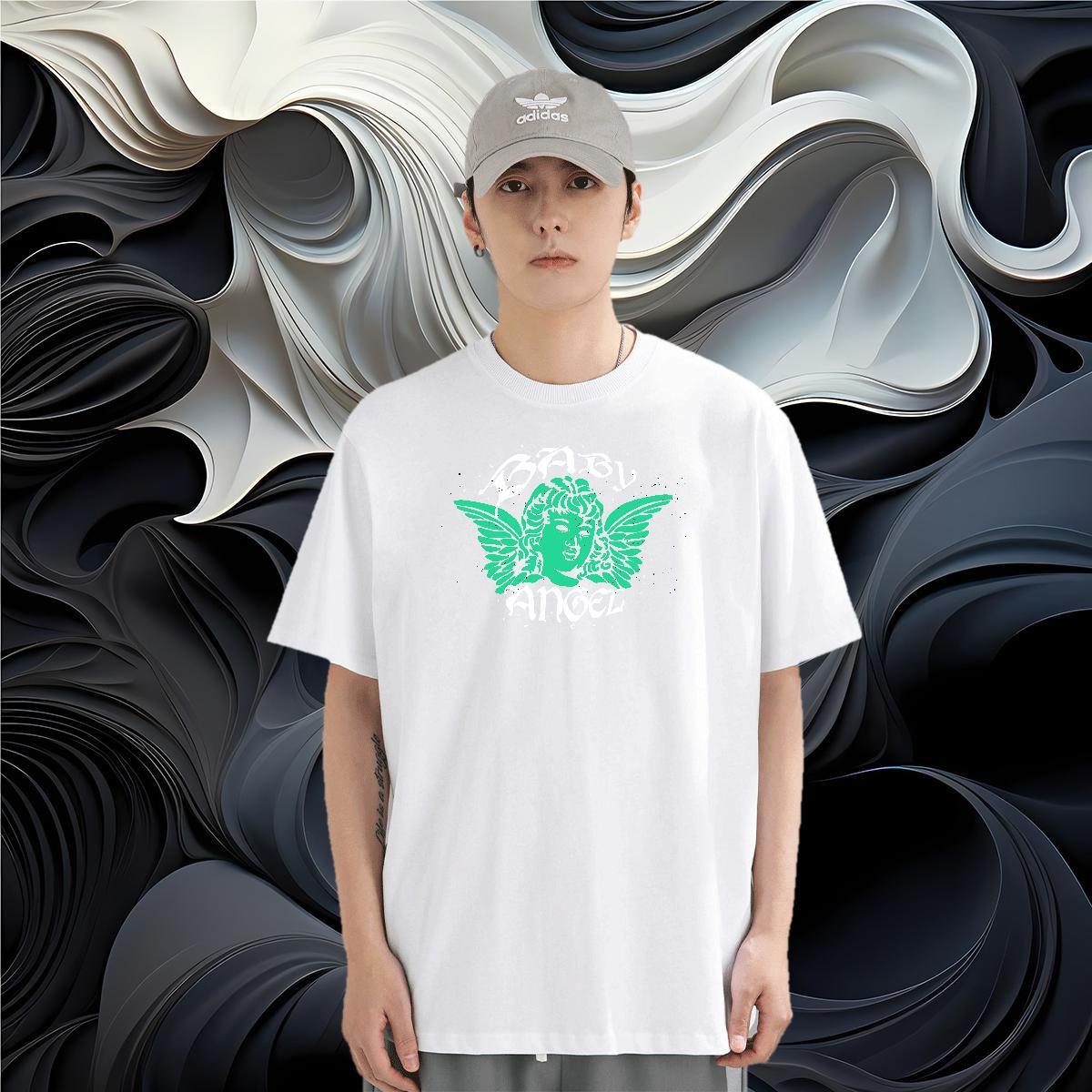 T Shirts Men 230g Pure Cotton painting Sports Casual Short Sleeve O-Neck DIY Couples T Shirts Wholesale Cool Design Polos