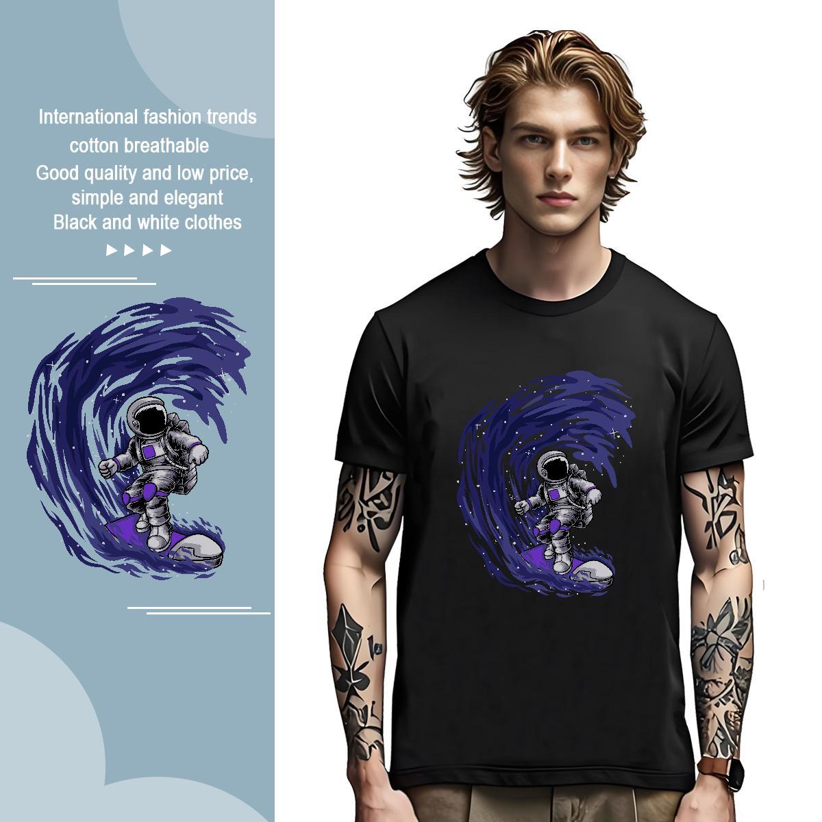 Men T Shirts 230g 100% Cotton universe Street Wear Breathable Crew Neck Custom Print Oversized Men Tshirts 2024 DIY Popular Tees Shirts