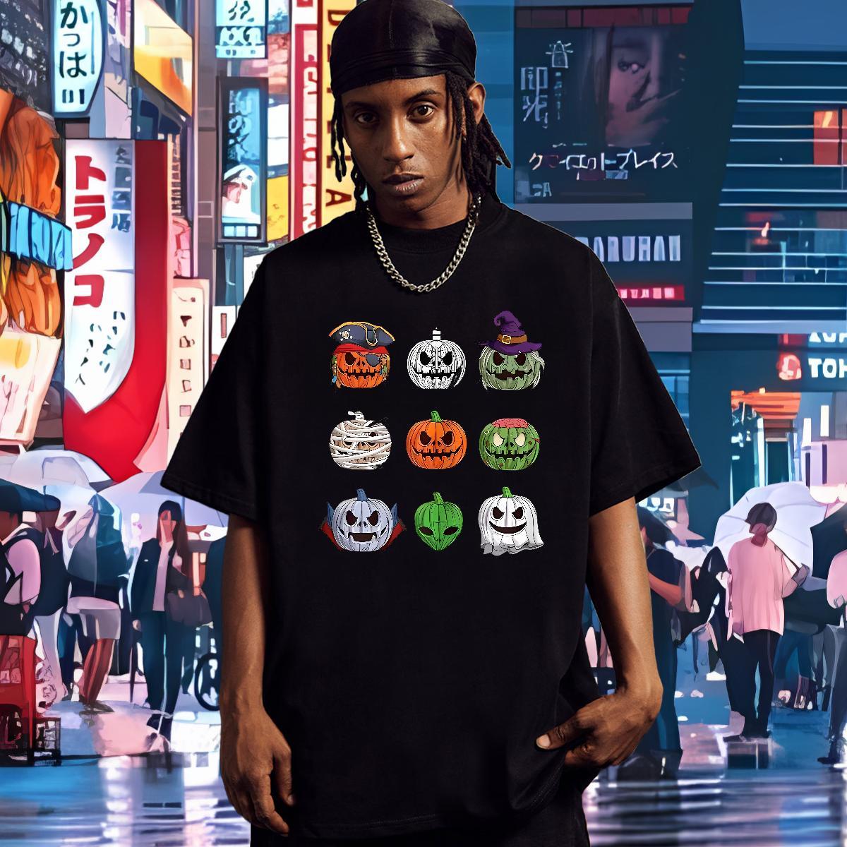 2024 Designer Mens T Shirts 230g Cotton pumpkin Daily Wear Tops O-Neck Short Sleeve Unisex Men Tops Tees DIY Printed