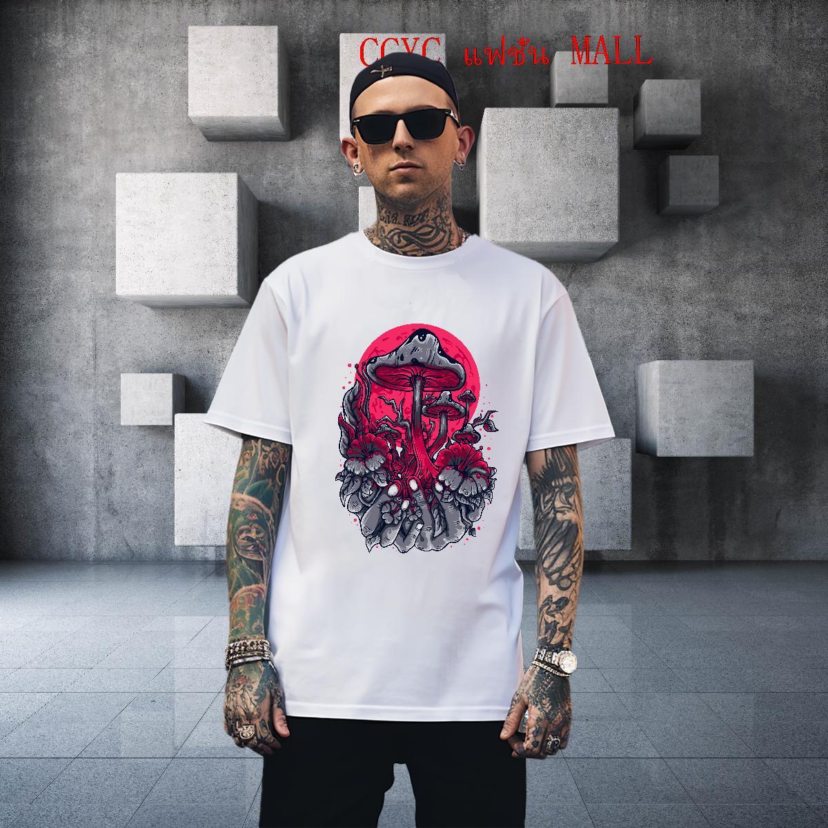 Cool Men Tops Tees 230g Cotton Sports Casual mushroom Custom Cartoon Breathable Designer Man T Shirts Tshirts