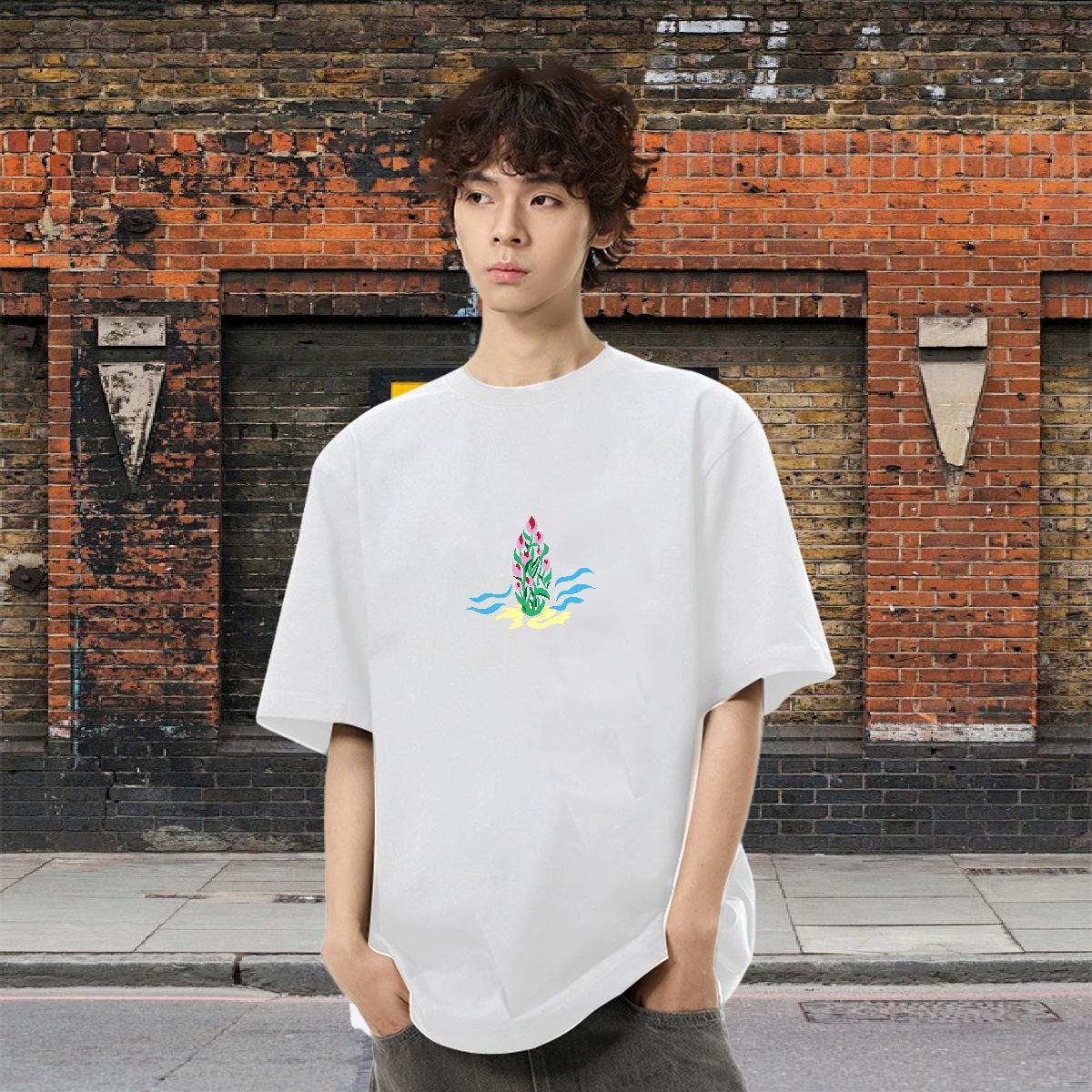 Comfortable Men Tshirts 230g Cotton Street wear Hip Hop flower Custom Printing Breathable DIY Customized T Shirts Men Top Tees