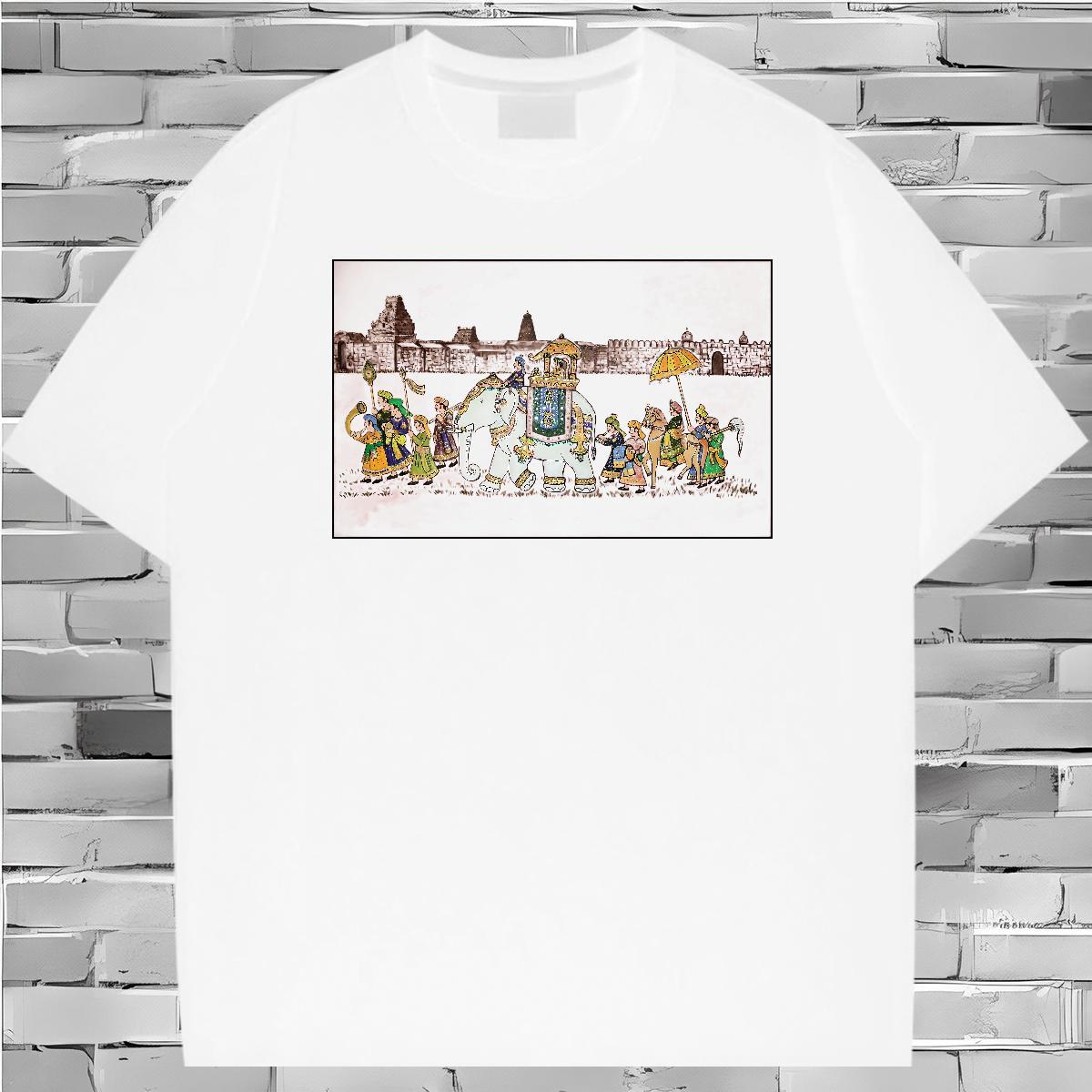 T-Shirts for Men 230g Pure Cotton elephant Hip Hop Street Breathable Crew Neck DIY Printed Tshirt for Man Woman Casual New Soft Polos