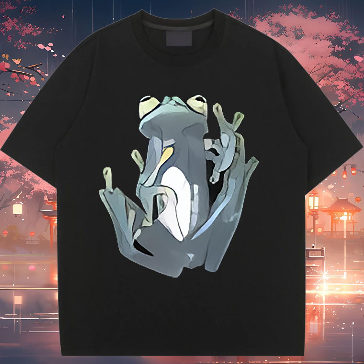 Popular Womens T Shirts Breathable Crew Neck Woman Tshirt DIY Logo Frog Street 230g 100% Cotton Classic Tee Shirt