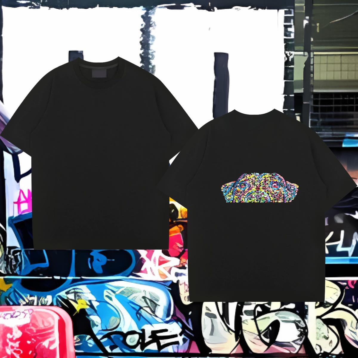 DIY Mens T Shirts 230g 100% Cotton dog Hip Hop Clothings Short Sleeve O-Neck Unisex Men Tees White Plus Size