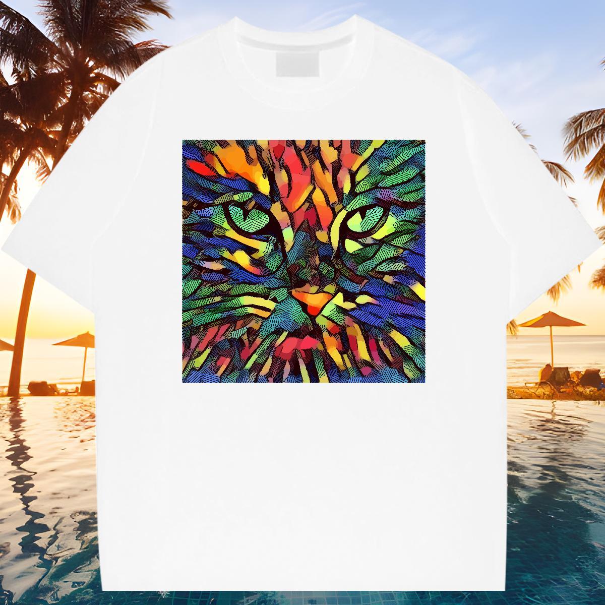 Popular Mens Tshirts 230g Cotton cat T shirt Street Breathable Crew Neck Plus Size Custom New Designer Clothings