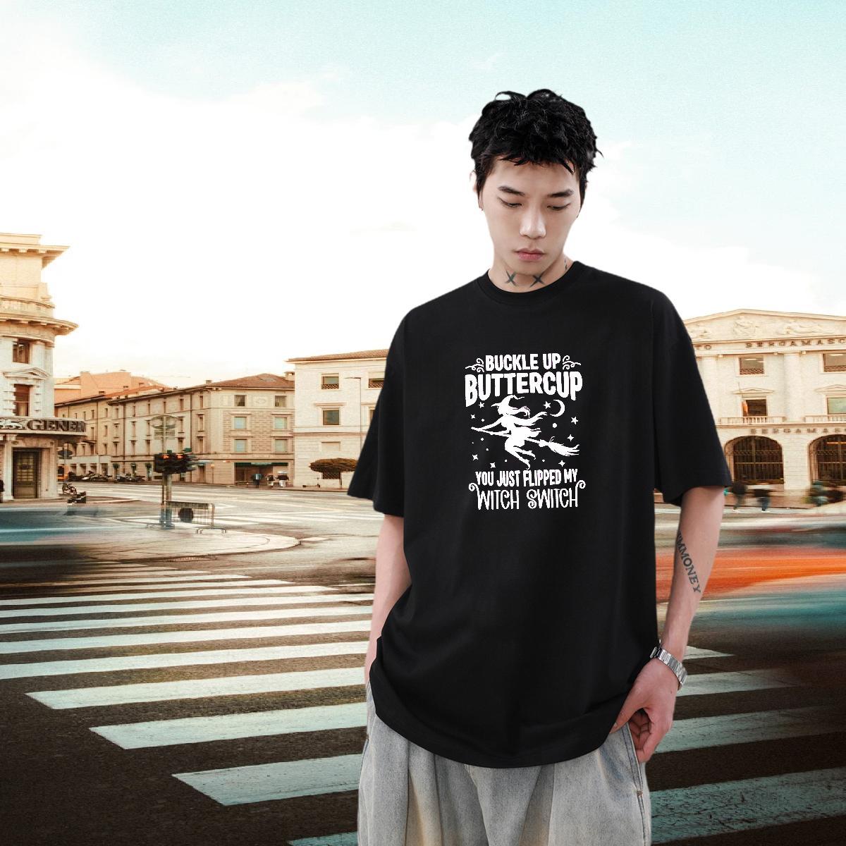 New Mens T Shirts 100% Cotton 230g halloween Sport Wear Short Sleeve Soft TOP Quality Couples T Shirts Custom Print Plus Size