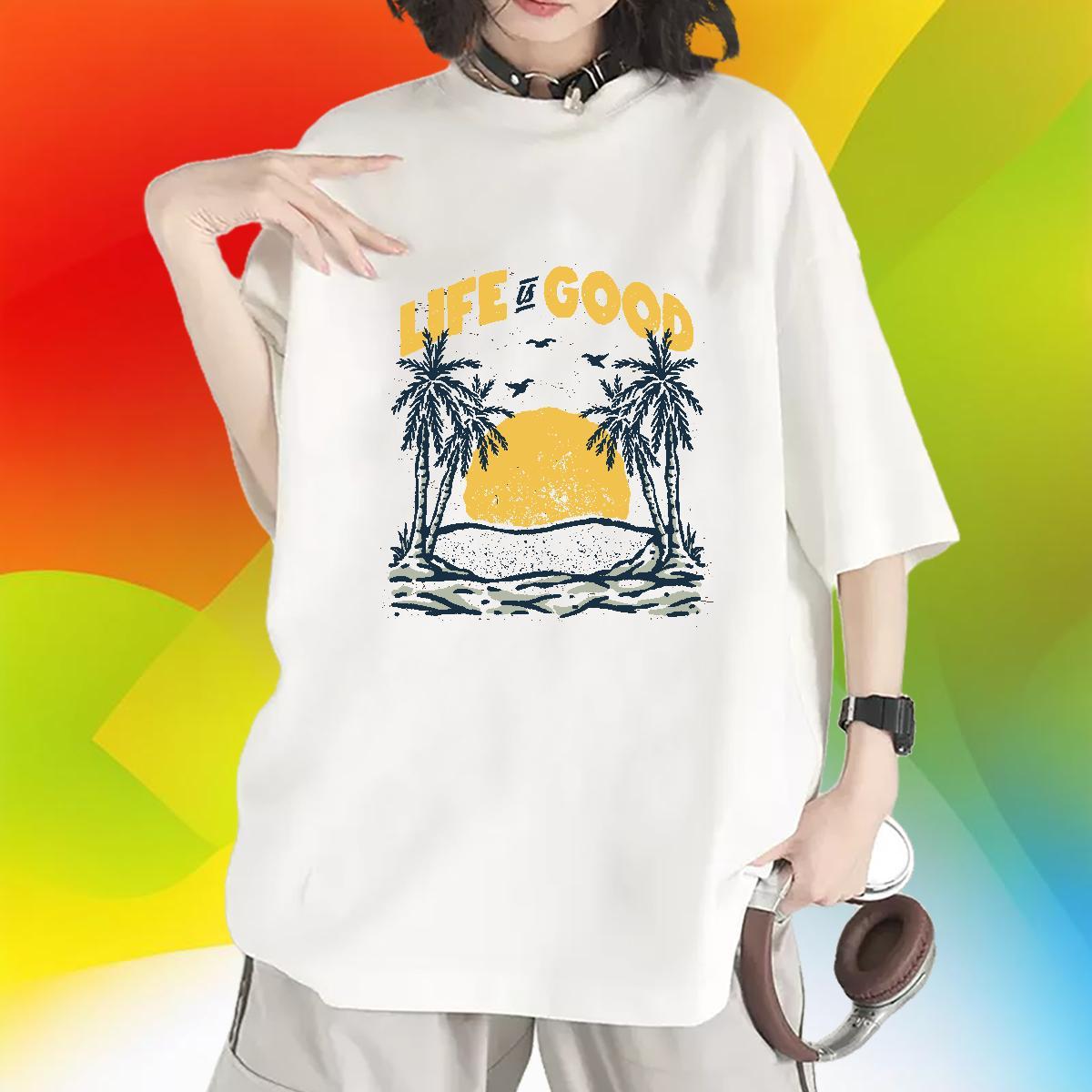 Loose fit T shirt Breathable Crew Neck Womens Tshirts Black White sea Summer Casual 100% Cotton 230g Designer Tops Shirt