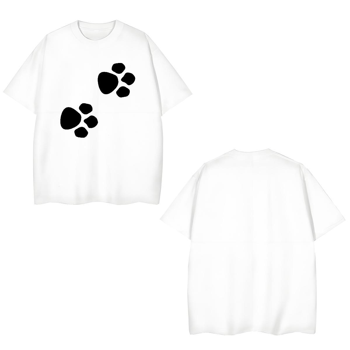 Soft Men Tees 100% Cotton 230g dog's paw Mens T Shirts Summer Casual Breathable Black Oversized 2024 New Tee Shirt