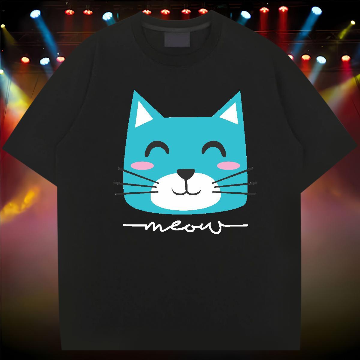 T-Shirts for Men 100% Cotton 230g cat Daily Wear Crew Neck Anime Tshirt for Man Woman Custom Popular Tops Tees