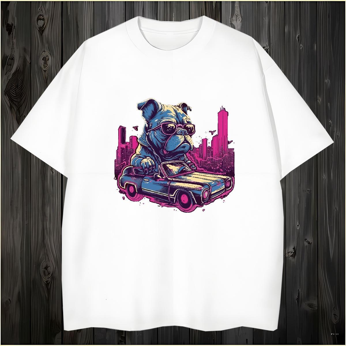 Stylist Man T Shirts 100% Cotton 230g dog Daily Wear Tee Shirt Crew Neck Free Shipping Men Tees DIY Printed