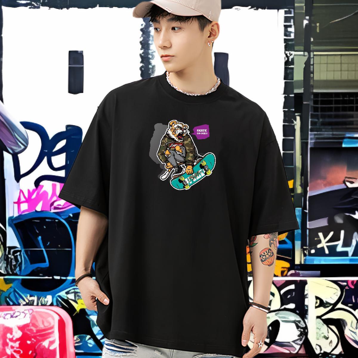 2024 New Mens T Shirts 230g 100% Cotton Outdoor Top Tees Round Neck Short Sleeve TOP Quality Men Tshirts Oversized