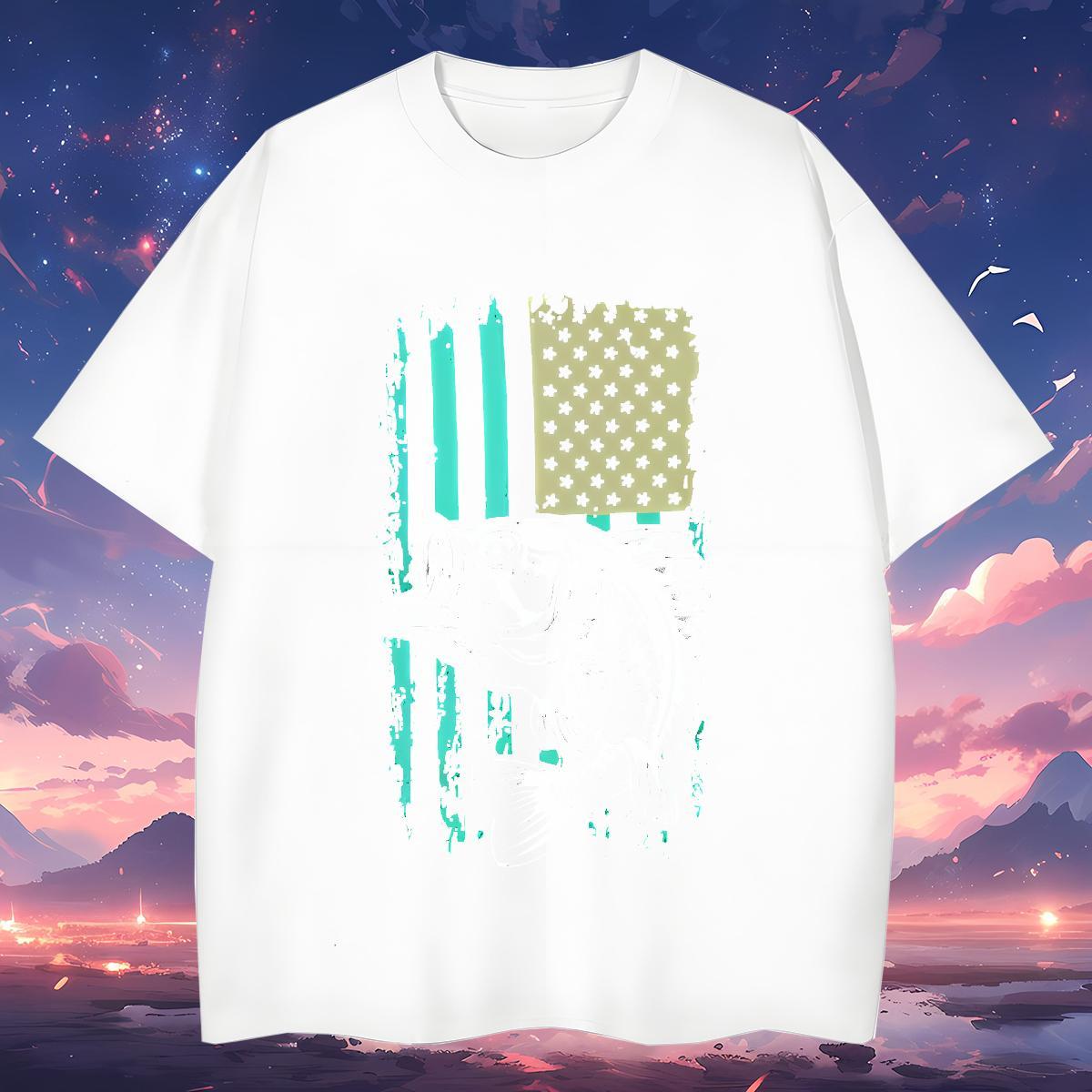 T-Shirts 100% Cotton 230g fish Sports Casual Crew Neck Breathable Custom Cartoon Mens Tshirts New Popular Clothes