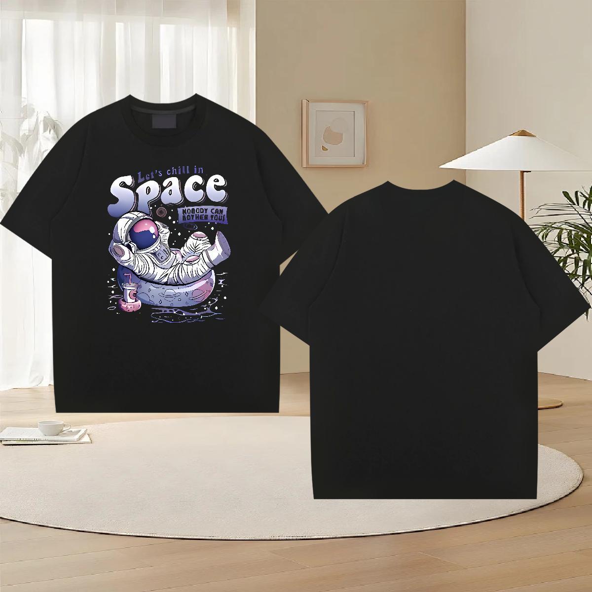 Comfortable Mens Tshirts 230g Pure Cotton Home Outdoor spaceman Custom Printing Breathable Crew Neck Fashion New Mens T Shirts Clothes