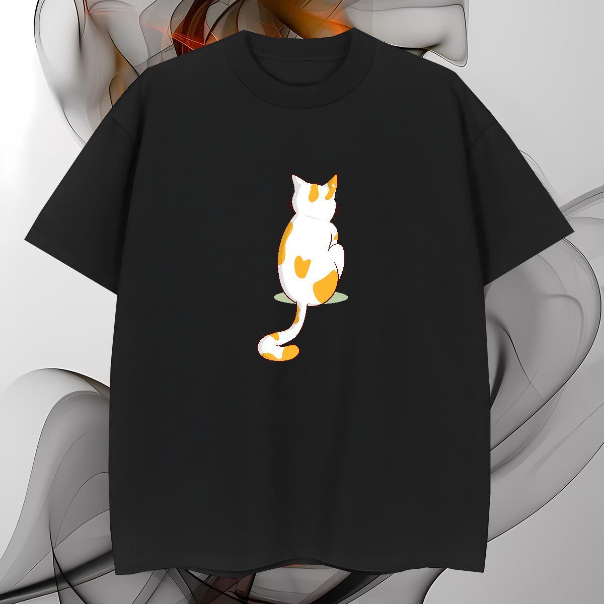 DIY Customized T Shirt For Man 230g 100% Cotton cat Hip Hop Street Tees Short Sleeve Soft Classic Men Tees Custom Anime