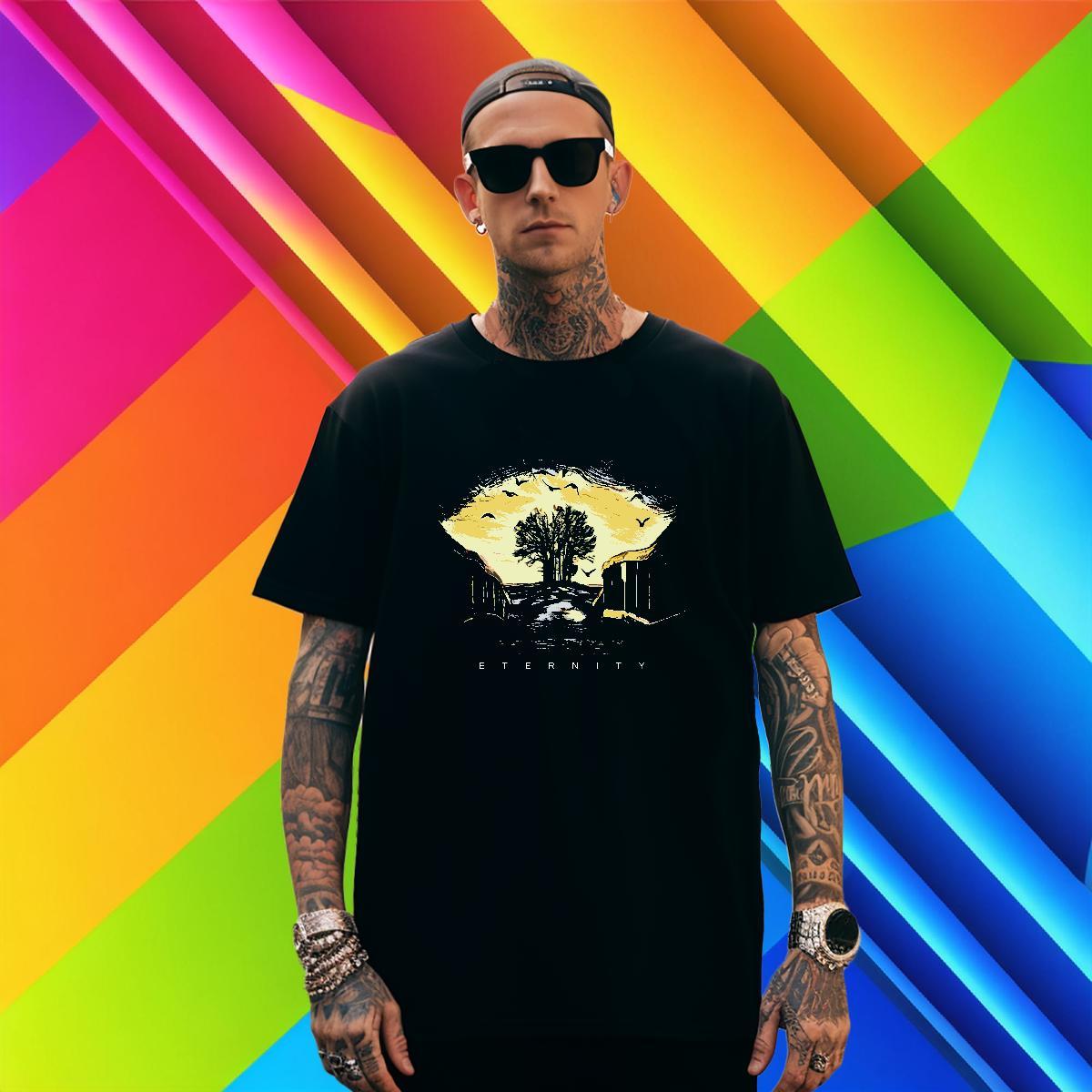 Mens T Shirts 230g Pure Cotton tree Street Wear O-Neck Short Sleeve Custom Anime Men Clothes T-Shirt Customized Classic Tops Tees