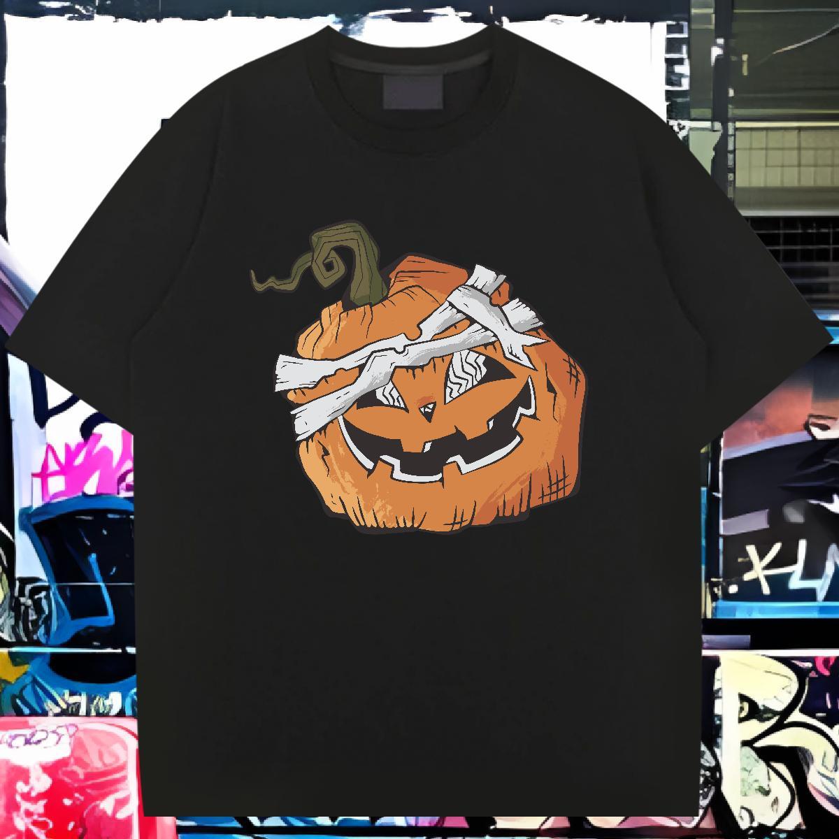 Classic Casual Men T Shirts 230g 100% Cotton pumpkin Hip Hop Street Tops Tees Breathable Short Sleeve Comfortable Men Clothes T-Shirt DIY Printed