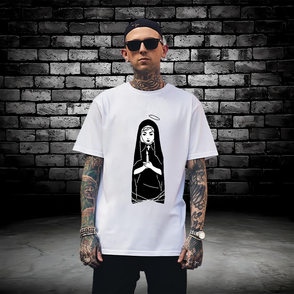 Man T Shirts 230g Cotton nun Spring Summer Breathable Short Sleeve Cartoon Printing L-4XL Men Tshirts New Popular Top Tees