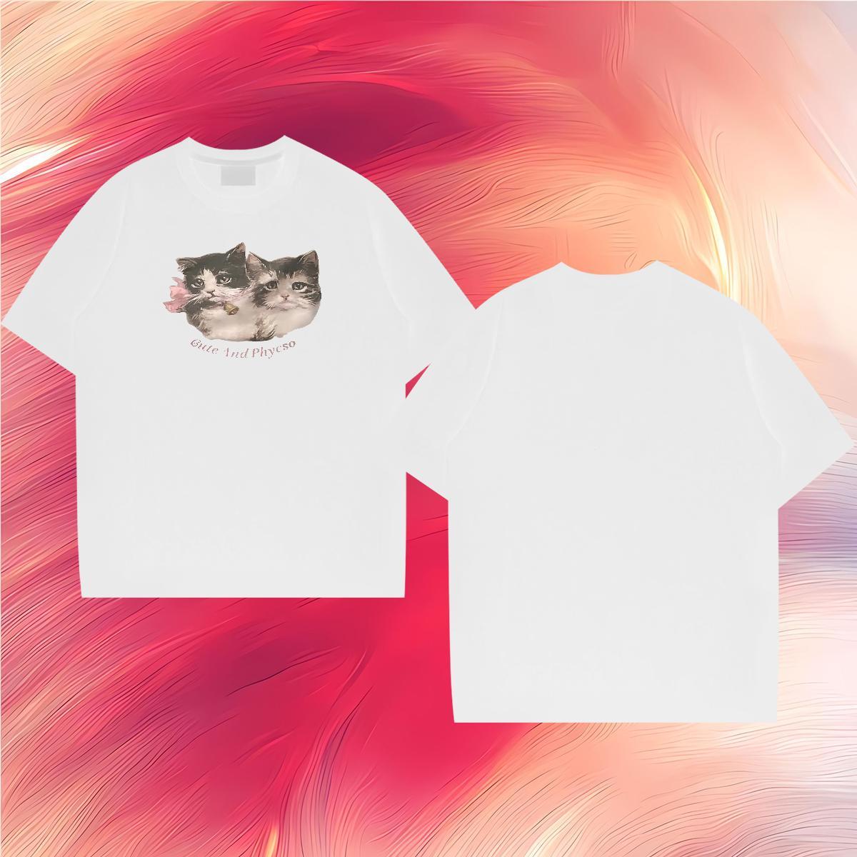 Designer T Shirt For Man 230g Pure Cotton cute Street Wear Tops Shirt Breathable Short Sleeve Brand Men Tees Plus Size Custom