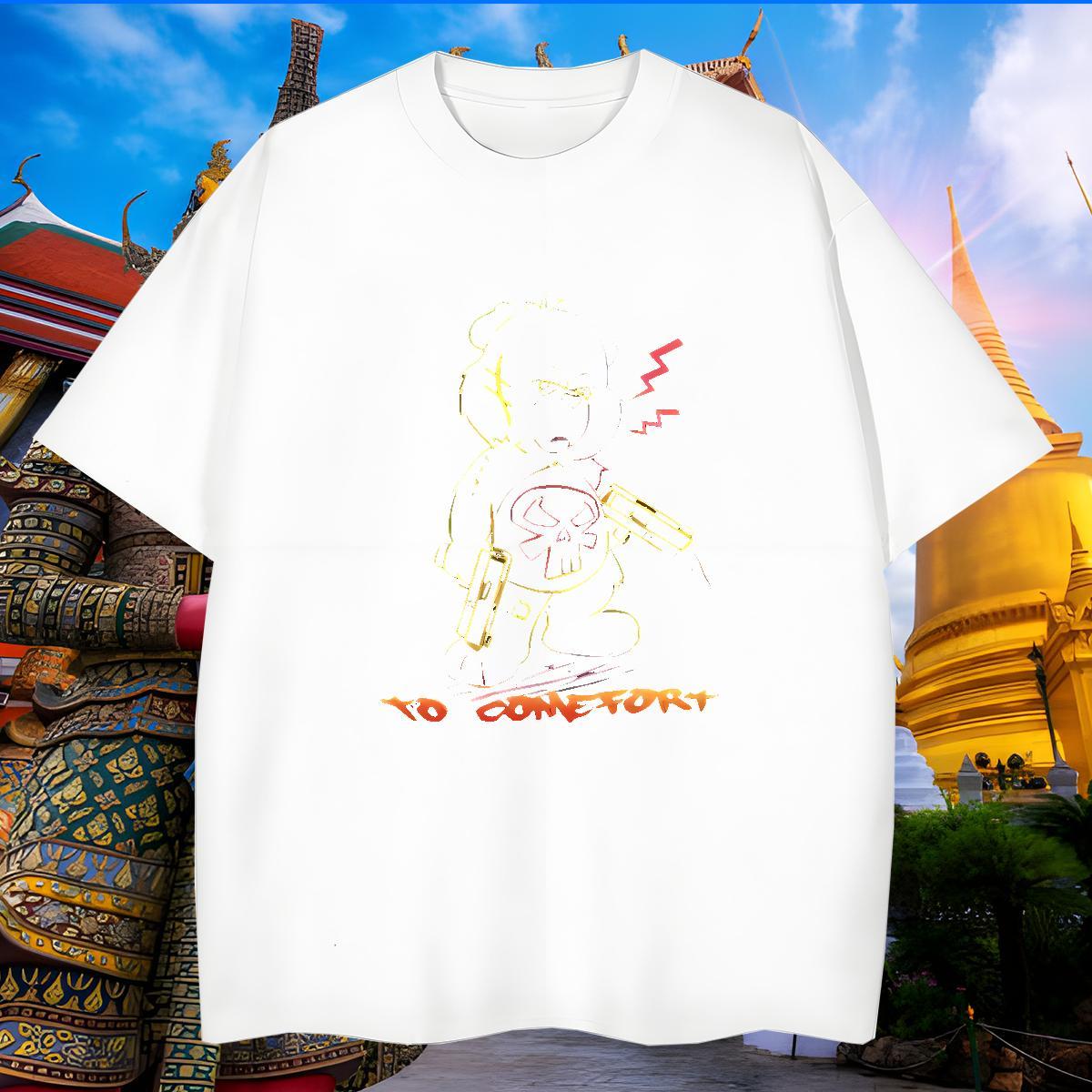 Cool Design Tshirts 230g Pure Cotton bear T shirt Sports Casual Breathable Crew Neck White Plus Size 2024 DIY Tops