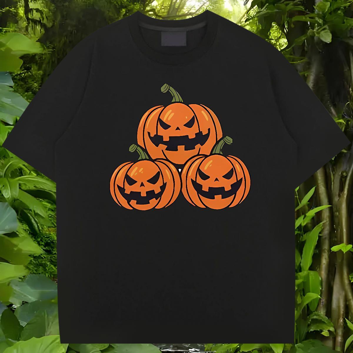 Fashion New Men T Shirts 100% Cotton 230g pumpkin Hip Hop Tops Shirt Short Sleeve O-Neck Comfortable Tshirts Plus Size Cartoon