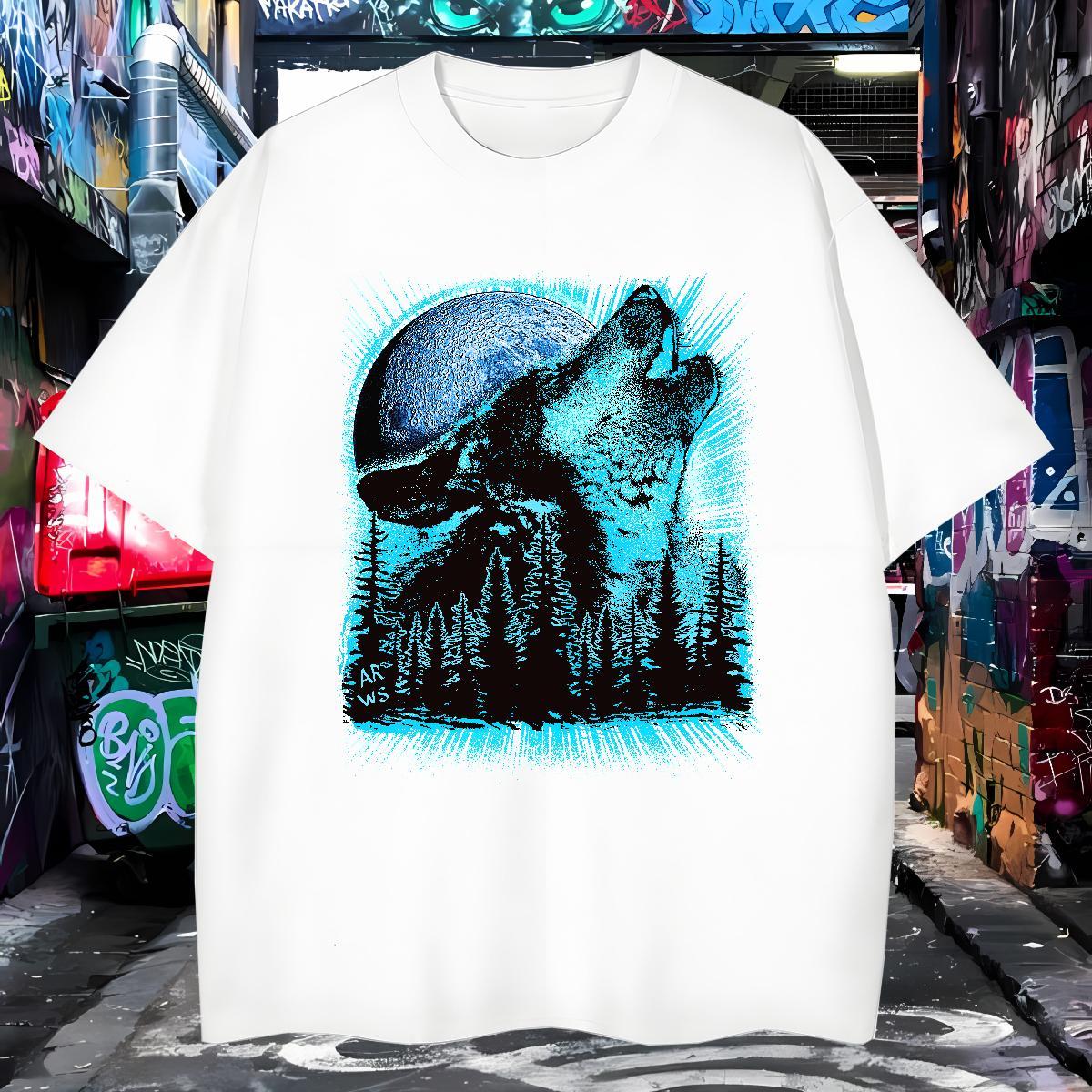 Mens T Shirts 230g Cotton wolf Sport Short Sleeve O-Neck Custom Printed Tshirt for Man Woman Classic Free Shipping Tshirts