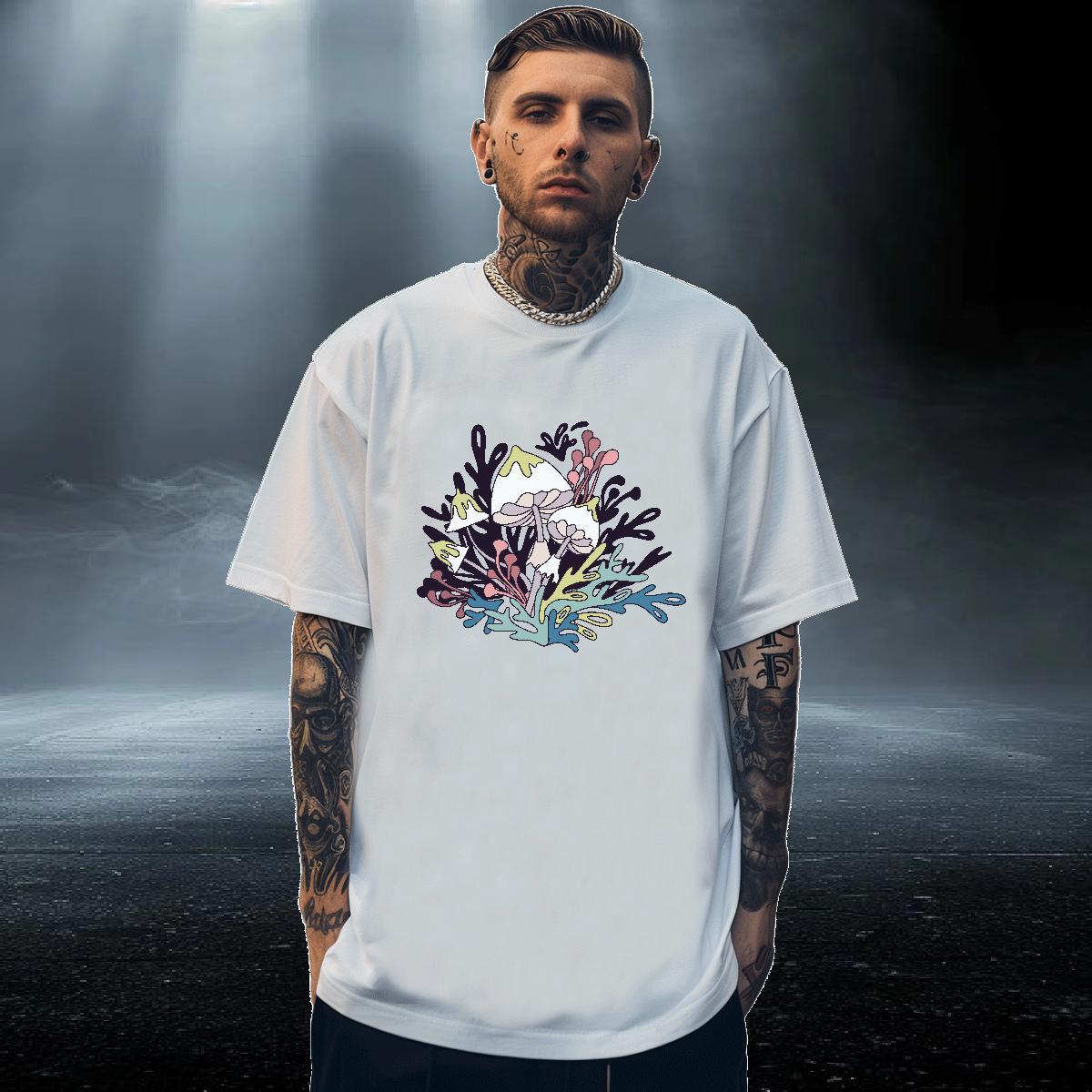 Wholesale Couples T Shirts 230g 100% Cotton Street Wear mushroom Skull Breathable 2024 DIY Man T Shirts Tshirts