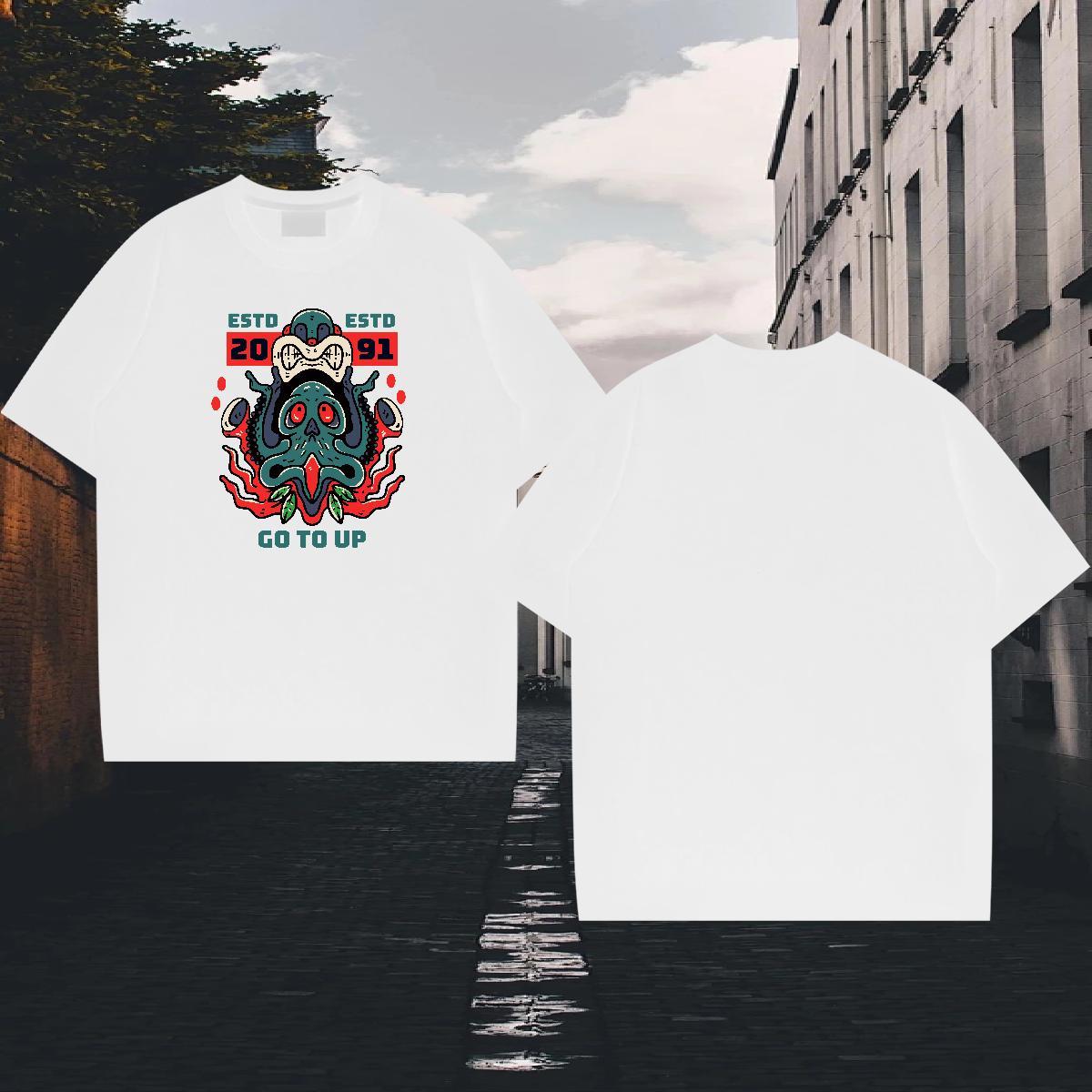 Free Shipping T Shirt For Man 230g Cotton octopus Street wear Hip Hop Tshirts Breathable Soft Designer Men Tops Tees DIY