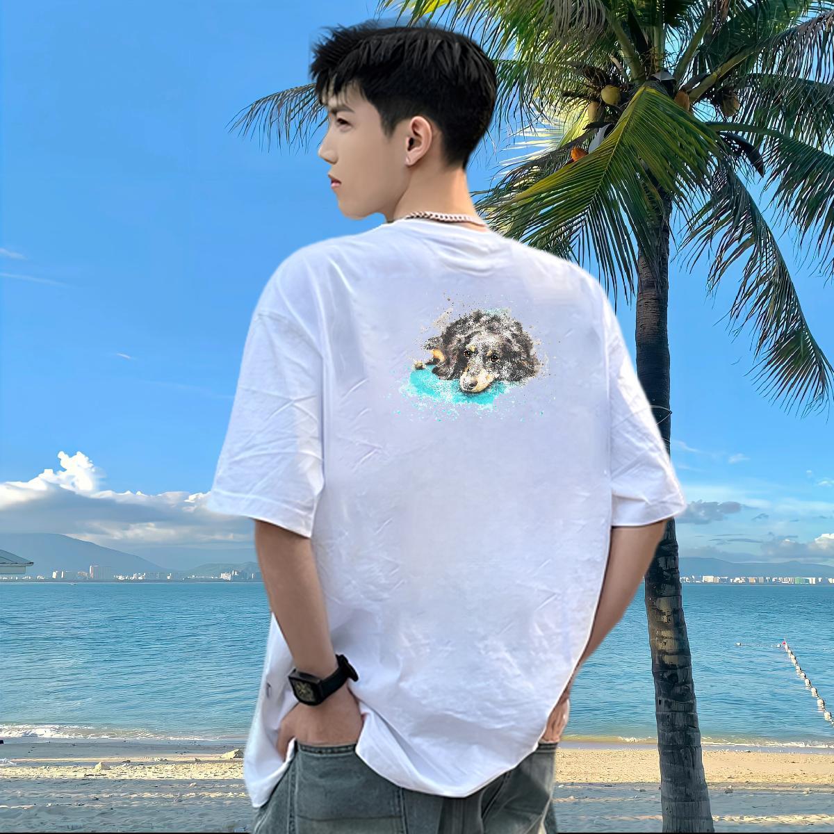 Designer Fashion T-Shirts 100% Cotton 230g dog Street Casual Wear Breathable Short Sleeve High Quality Tshirts Custom Print Plus Size