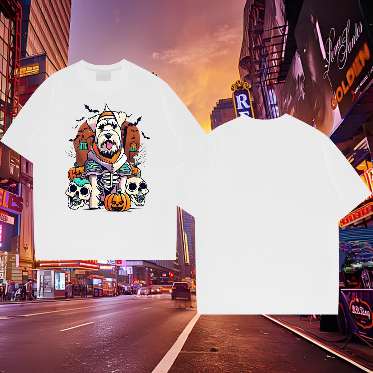 Cool Men Tops Tees 230g Pure Cotton pumpkin T-Shirts for Men Beach Short Sleeve Soft Skull Fashion Wear