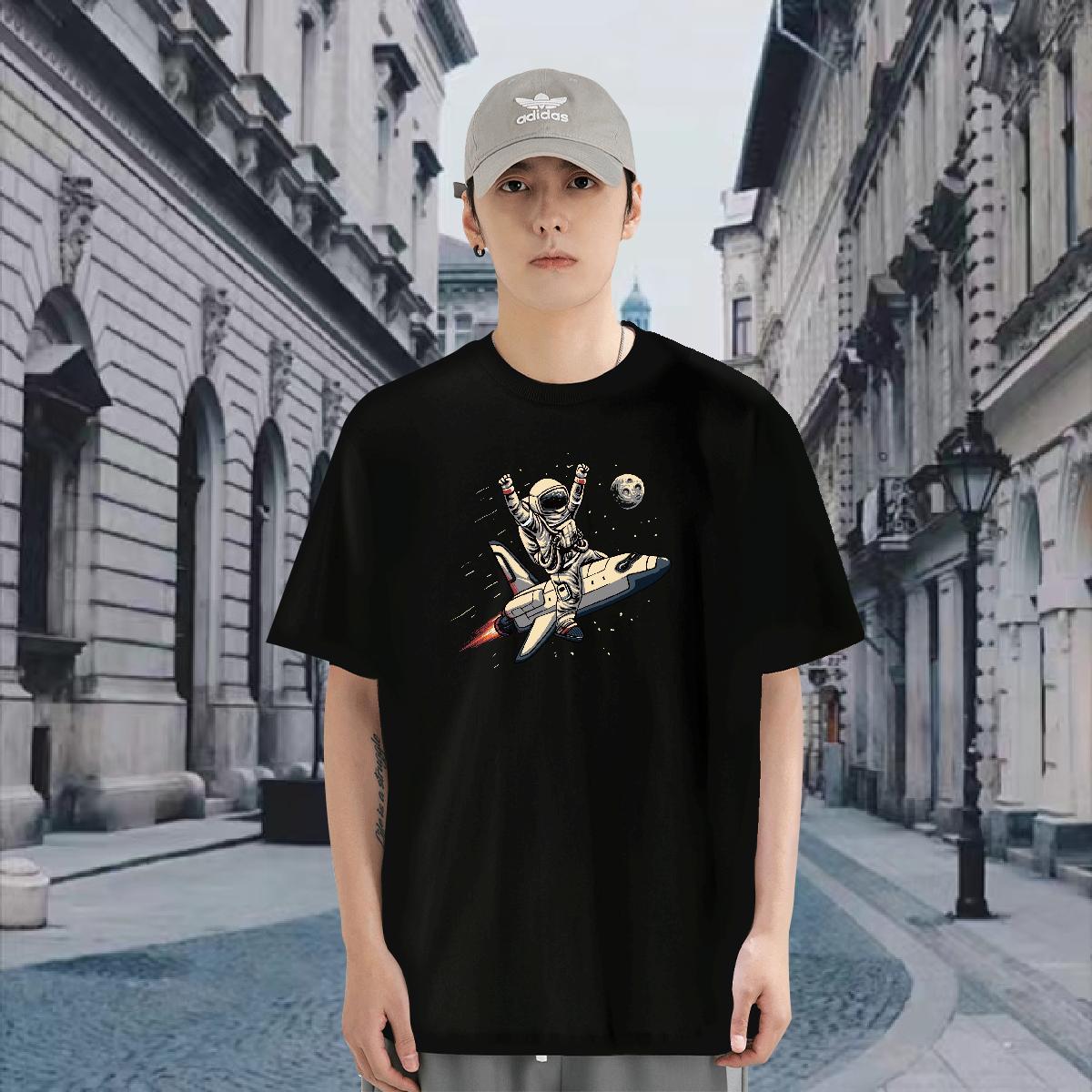 Men T Shirts 100% Cotton 230g cosmonaut Casual Short Sleeve Soft White Plus Size Tshirts Designer Cool Tees