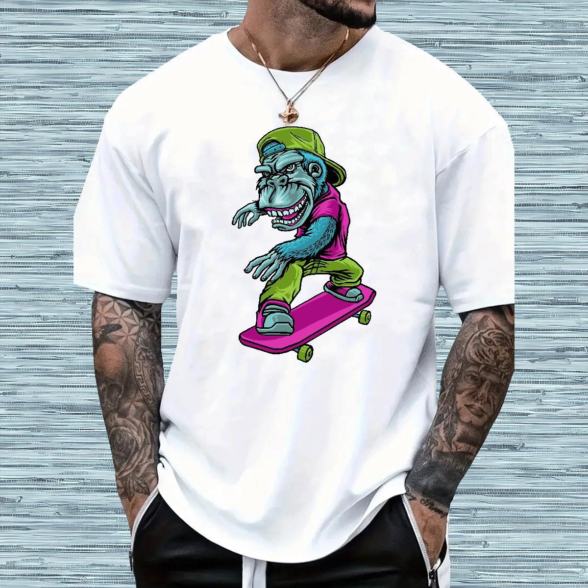 Fashion Design T Shirt For Man 100% Cotton 230g chimpanzee Casual Clothes Breathable Short Sleeve Soft Mens Tshirts Asian Size