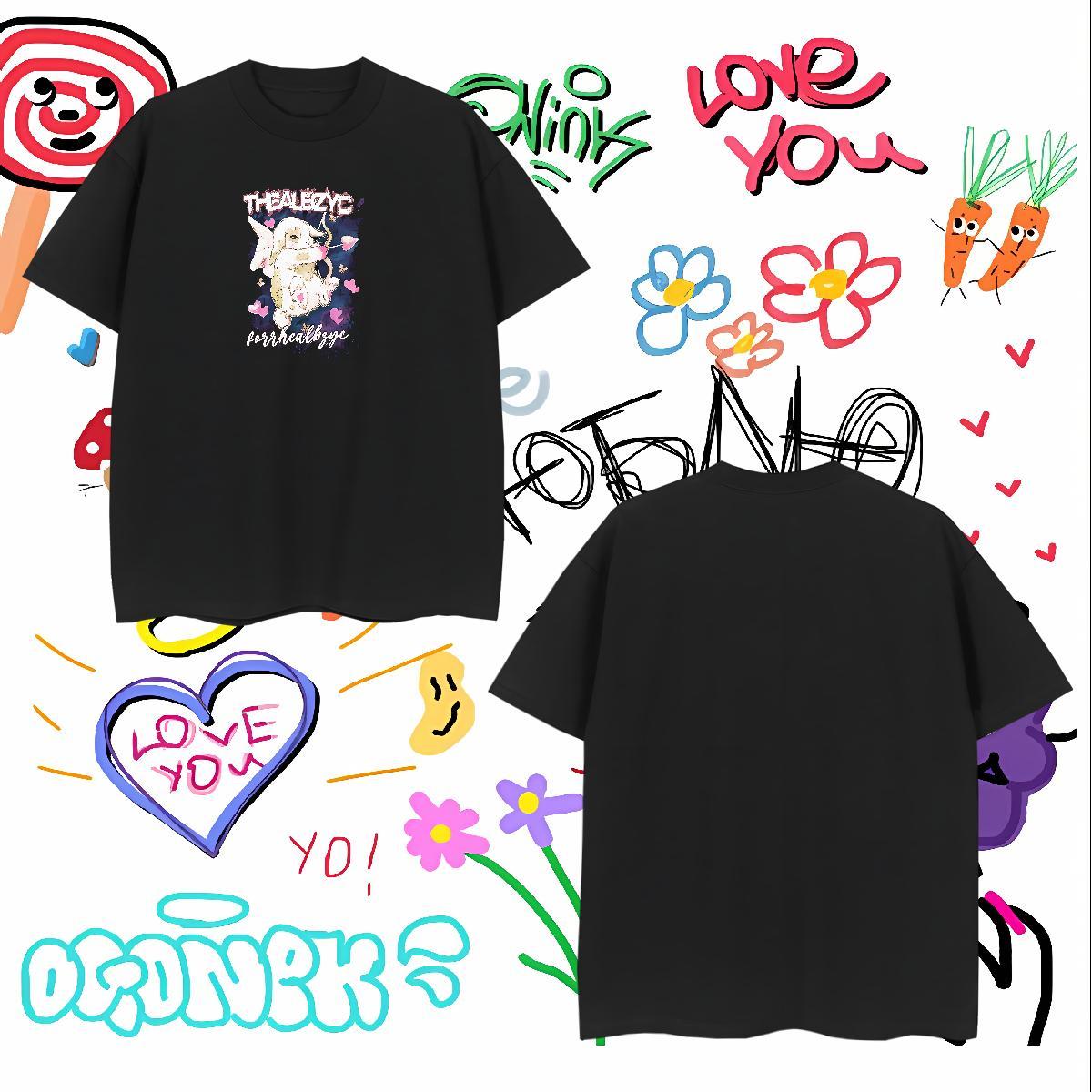 Unisex Men Clothes T-Shirt 100% Cotton 230g rabbit T Shirt For Man Home Outdoor Crew Neck Breathable Skull Casual New Clothings